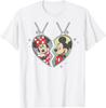 Mickey and Minnie Mouse Love Heart Necklace Matching T-Shirt Unisex