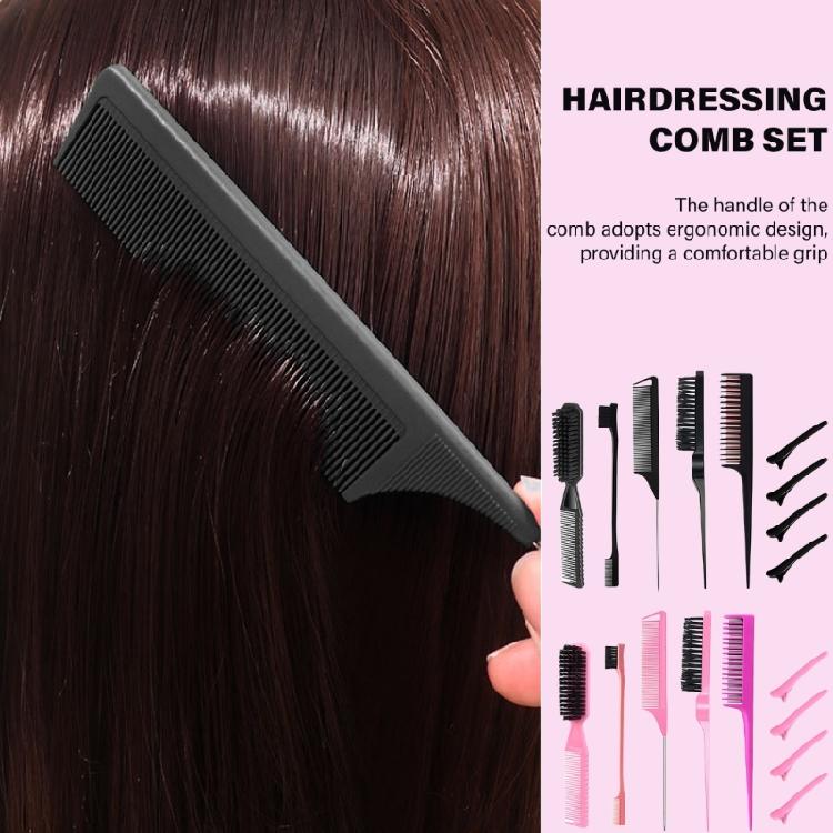 9pcs Professional Hairdresser Comb Hairbrush Hair Clip Set for Styling and Detangling Women Smooth Grooming Tool