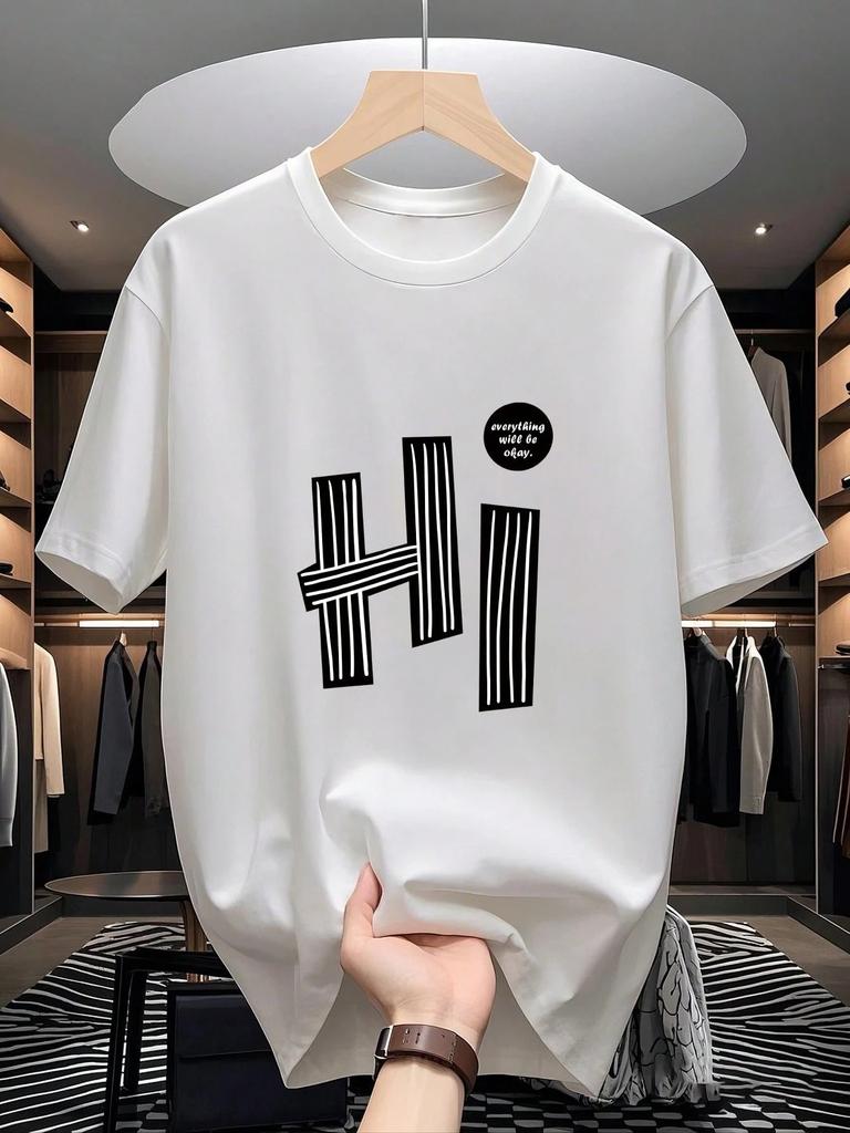 2026 Summer New Style Unisexs Pure Cotton Tshirt with Simple Letter Pattern Print Street Casual Fashion Comfortable and Soft