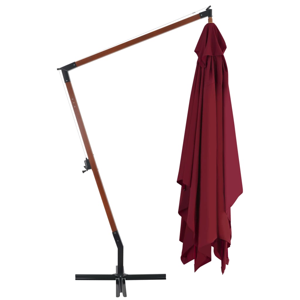 vidaXL Ampelschirm mit Holz-Mast 400x300 cm Bordeauxrot