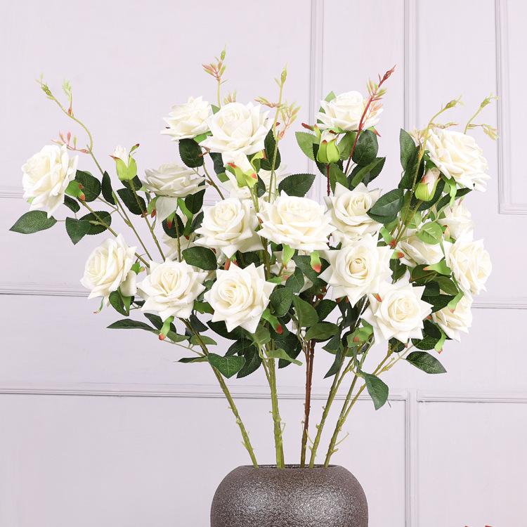 Simulation Rose Single Flannel 5 Heads Small Gemstone Rose Wedding Flower Arrangement