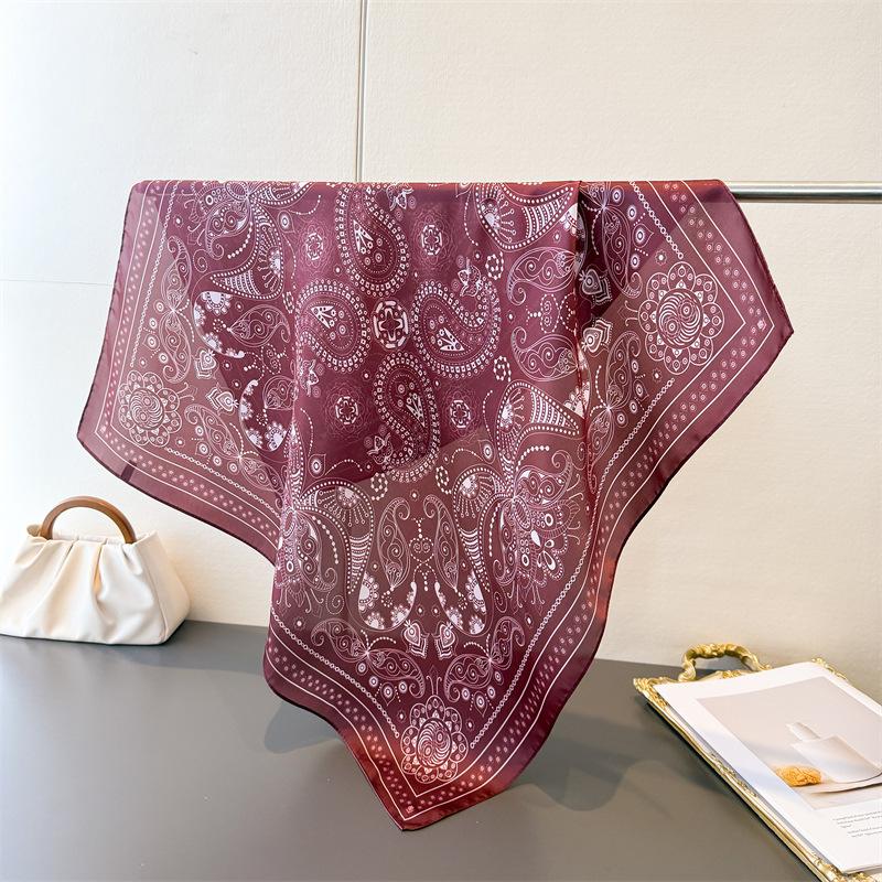 Luxury Paisley Print Shawl Square Scarf for Women Satin Fashion Wraps Neckerchief Female Hair Bands Ribbon Headband Bandana