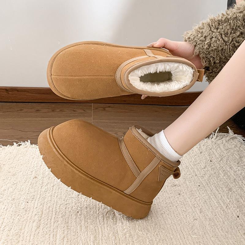 Kapibara Big Head Ugly Snow Boots Women's Winter Thick-soled Heightening Velvet Thermal Cotton Short Boots