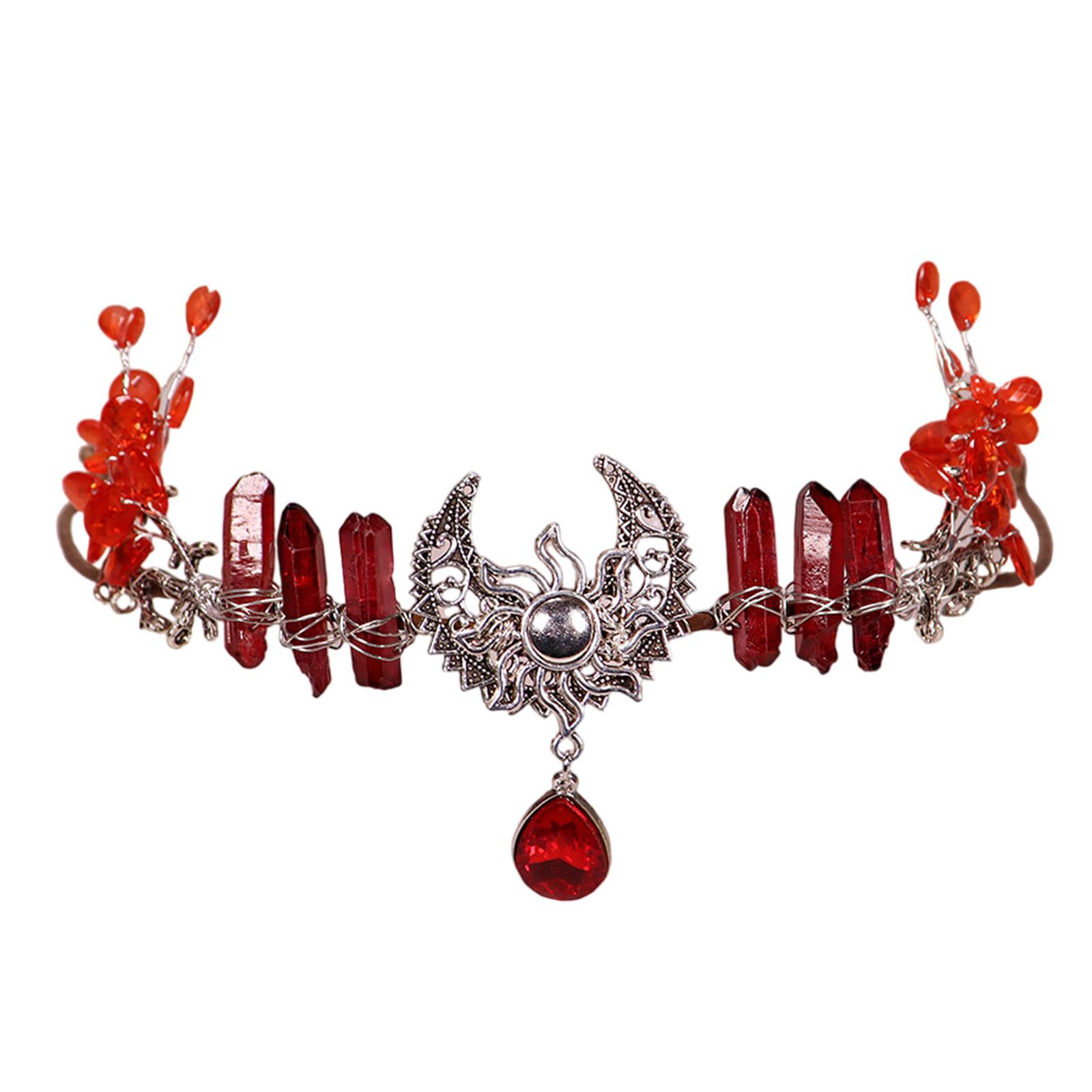 

Обруч для волос в стиле ведьмы, готическая луна, цветные кристаллы, укладка волос для живого выступления, повязка на голову, готические карнавалы C