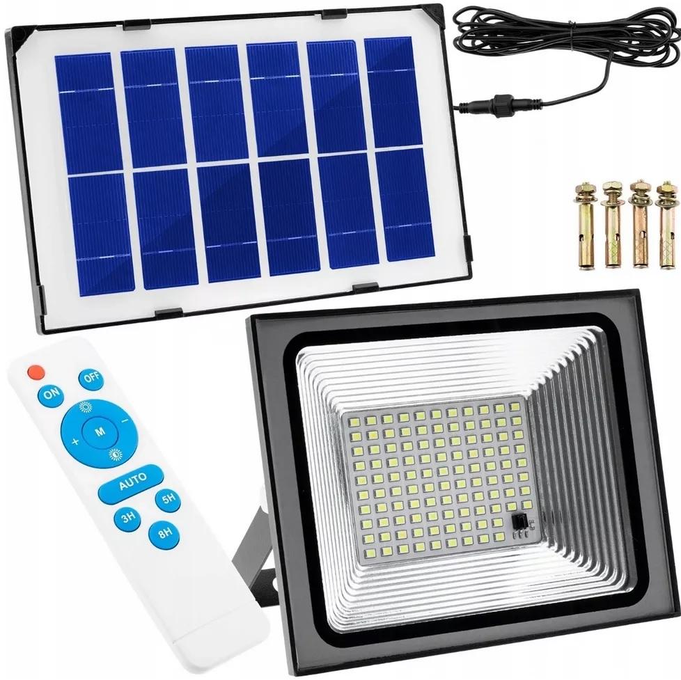 Solar Halogen Lamp with Twilight Sensor 50W Remote Control Lamp 206 LED 3Ah 5m Aluminum