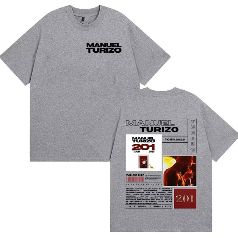 Rapper Unisexuel Turizo 201 Tour 2025 Graphic T Shirts Unisexs Hip Hop Fashion Short Sleeve Tshirt Unisex Pure Cotton Tshirt Streetwear