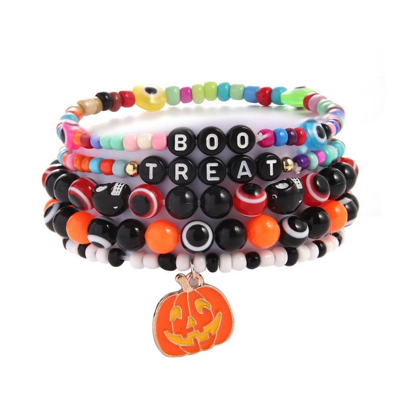 Hot Sale Acrylic Bracelet Set Halloween Bracelet Cartoon Ghost Pumpkin Jewelry Horror Dress Up Ornament