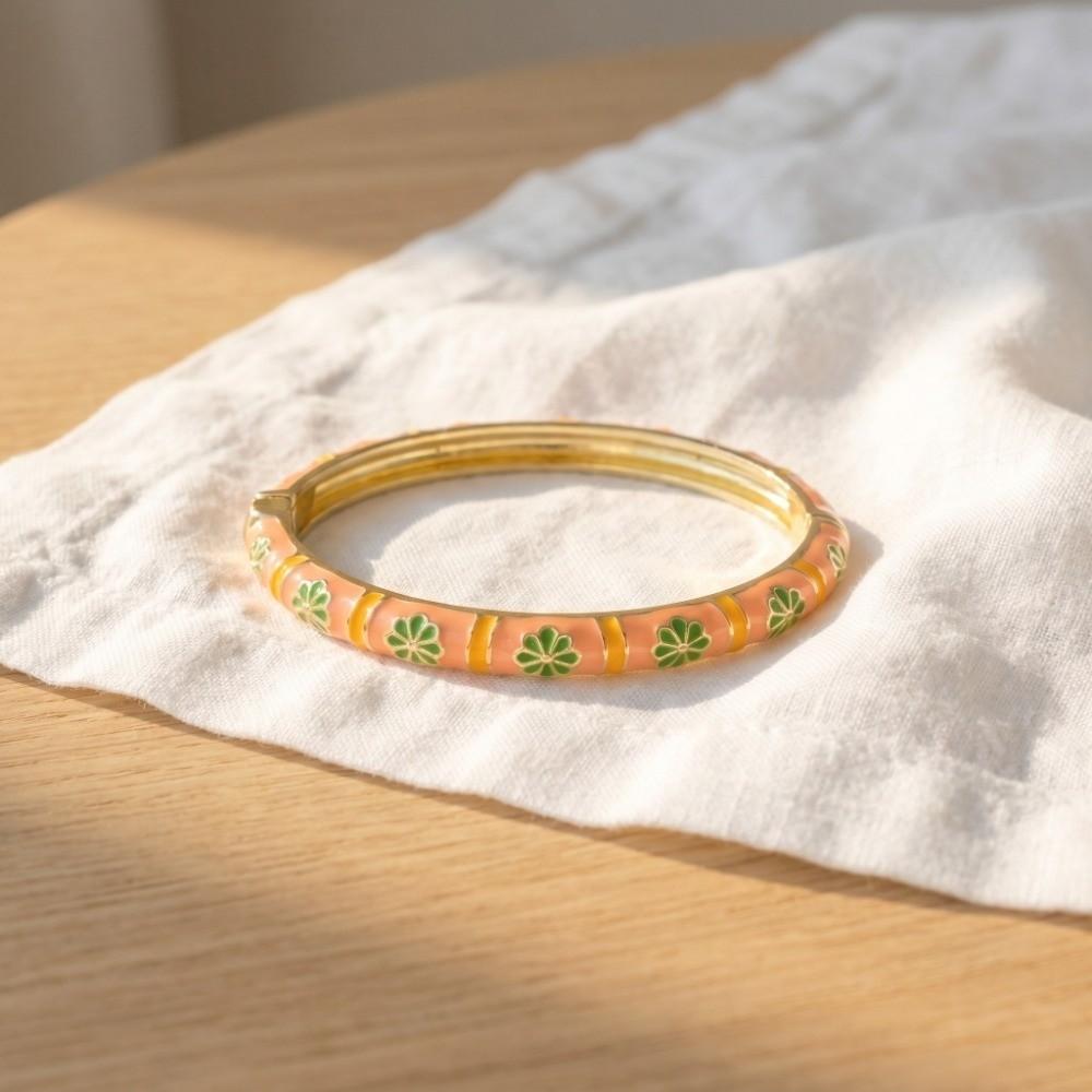 Enamel Floral Vintage Cloisonne Bangle Colorful Women's Hand Bracelet Chinese Flower Bangle  Girls
