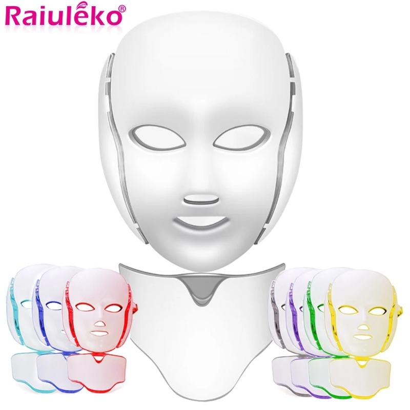 7 Colors LED Firming & Whitening Mask Facial Device - Facial & Neck Anti-Acne Professional Skin Therapy
