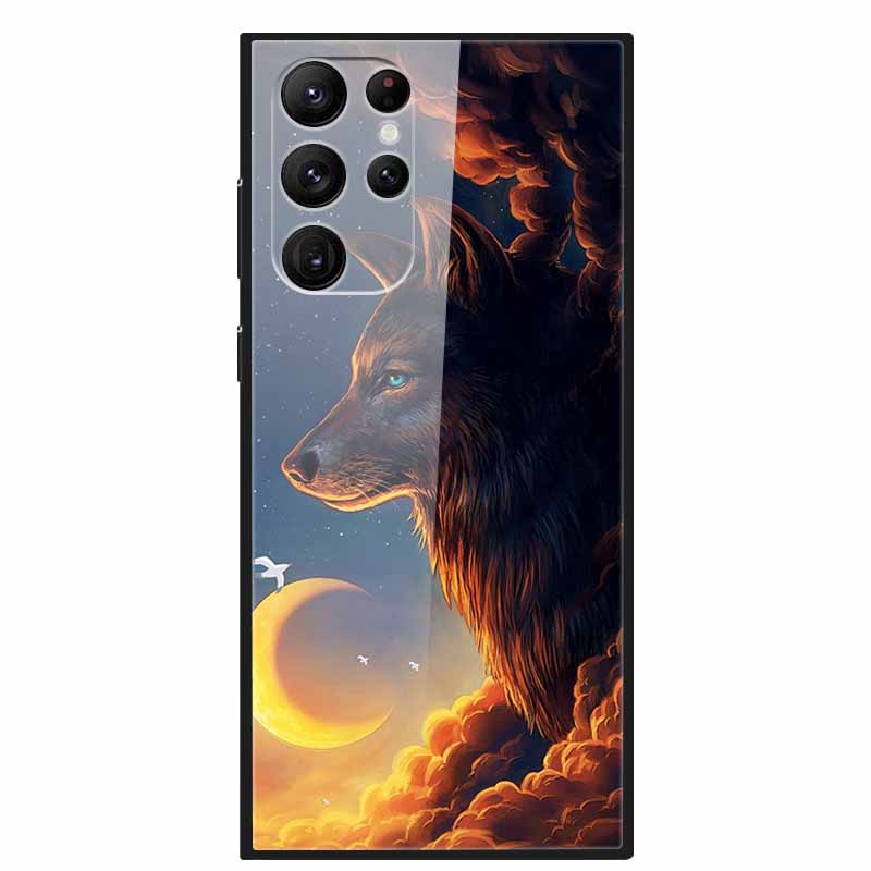 Gehärtetes Glas Cover Für Samsung S23 Ultra 5G Hülle S 23 Luxus Hartes Funda für Samsung Galaxy S23 Plus Ultra 5G Bemaltes Coque S23