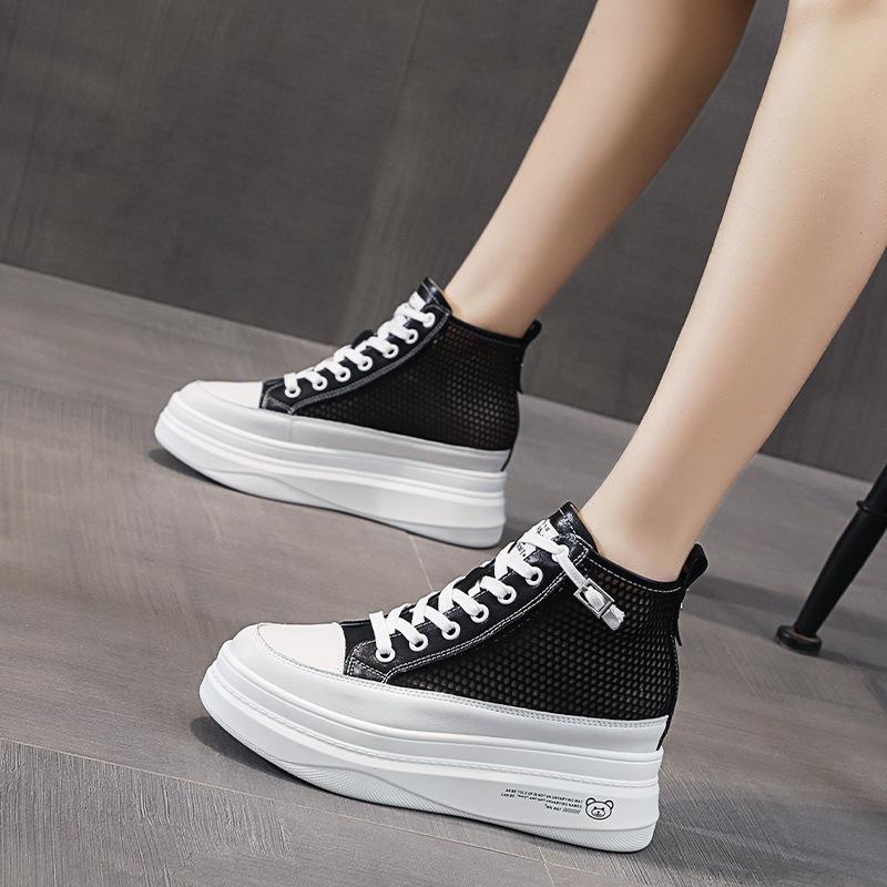 Casual shoes for women spring 2025 new high top mesh breathable sports casual board shoes Instagram trendy summer