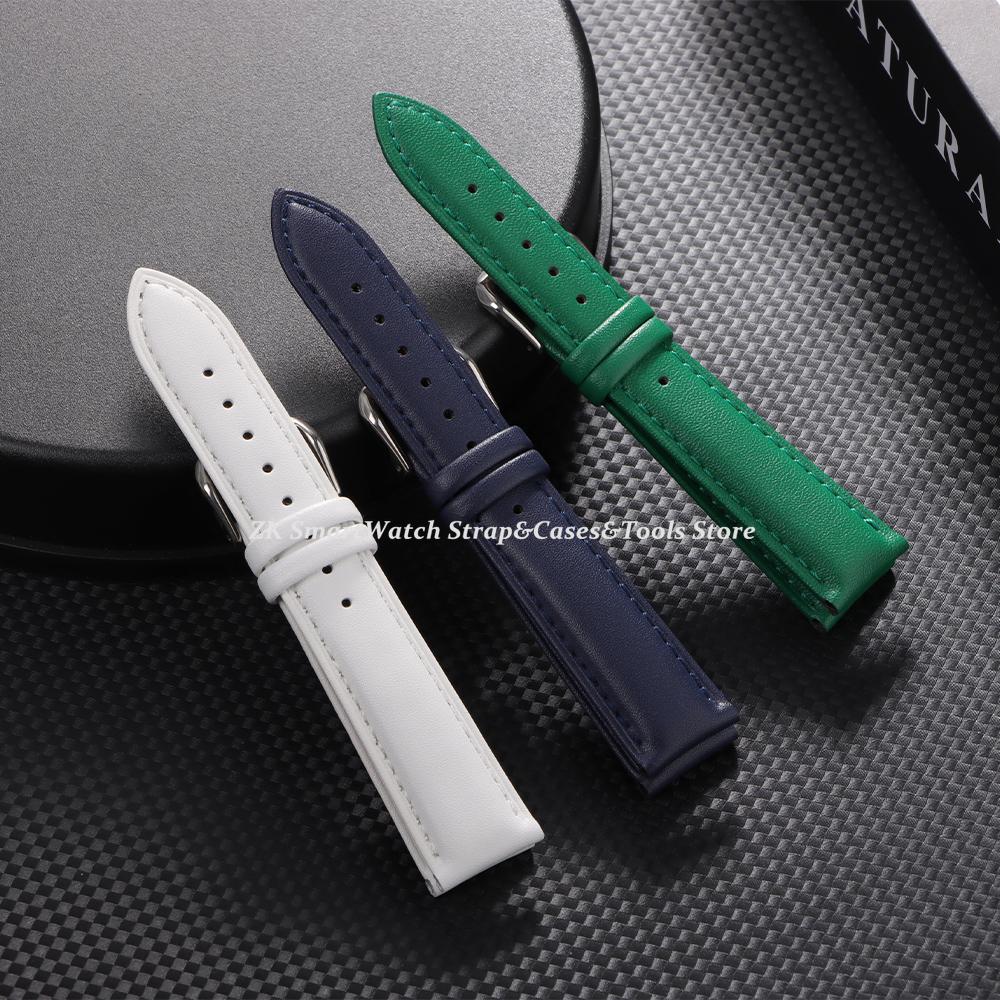 Vintage Leather Watch Strap 18mm 20mm 22mm Universal Bracelet Business Green White Blue Watchband for Men Women Belt Accessories