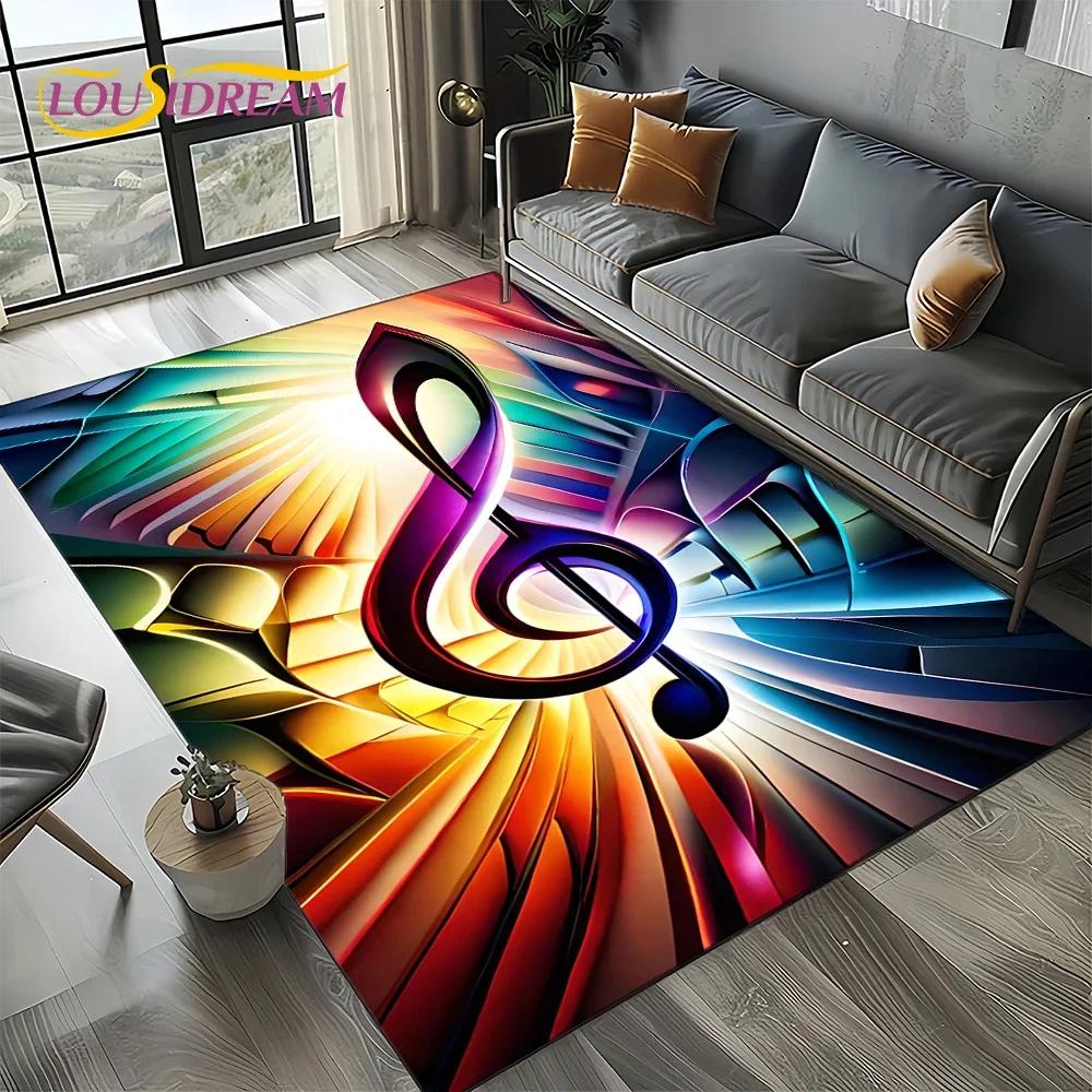 Dream Note Music Colorful Musical Score Cartoon Carpet Rug for Living Room Bedroom Home Sofa Decoration,Kid Non-slip Floor Mat