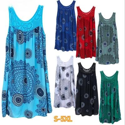 Dames Mode Bohemia Zomer Lente Mouwloos Bretels Ronde Hals Casual Jurken