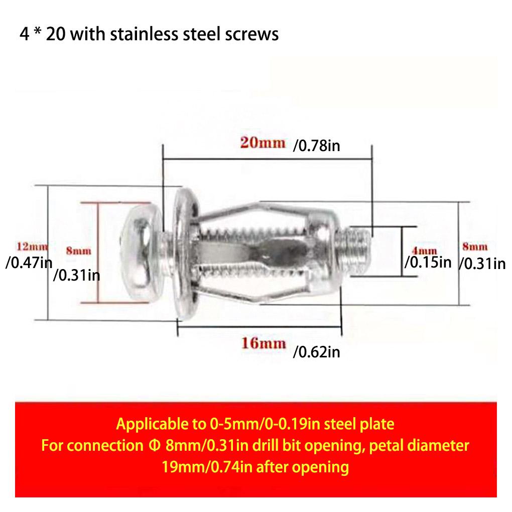 Petal Rivets Wear-resistant Lock Nut Threaded Screw Bolts Hollow Stainless Steel Rivet Coated for Fixed License Plate