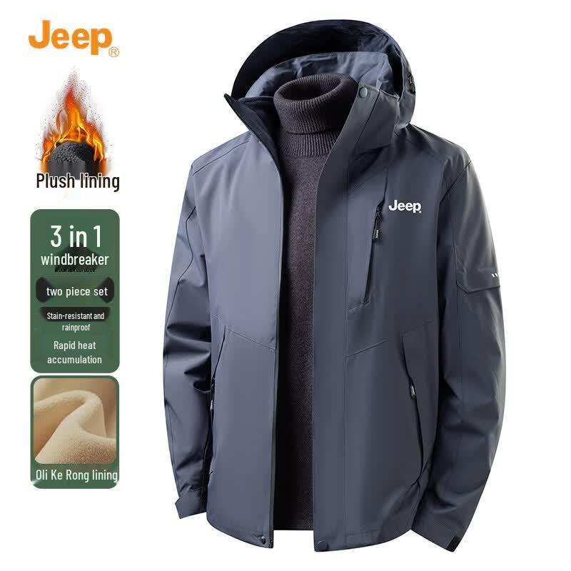 Jeep Men's 3-in-1 Windproof Jacket with Detachable Hood