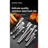 Heavy Duty Non-Slip Stainless Steel Food Tongs for Barbecue Grill Kitchen Accessory Meat Salad Bread Clip Cooking Buffet