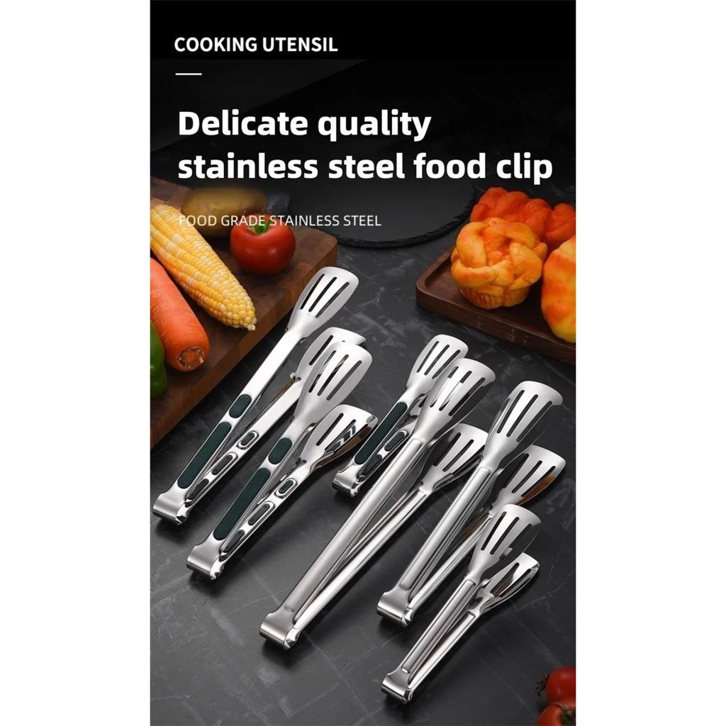 Heavy Duty Non-Slip Stainless Steel Food Tongs for Barbecue Grill Kitchen Accessory Meat Salad Bread Clip Cooking Buffet