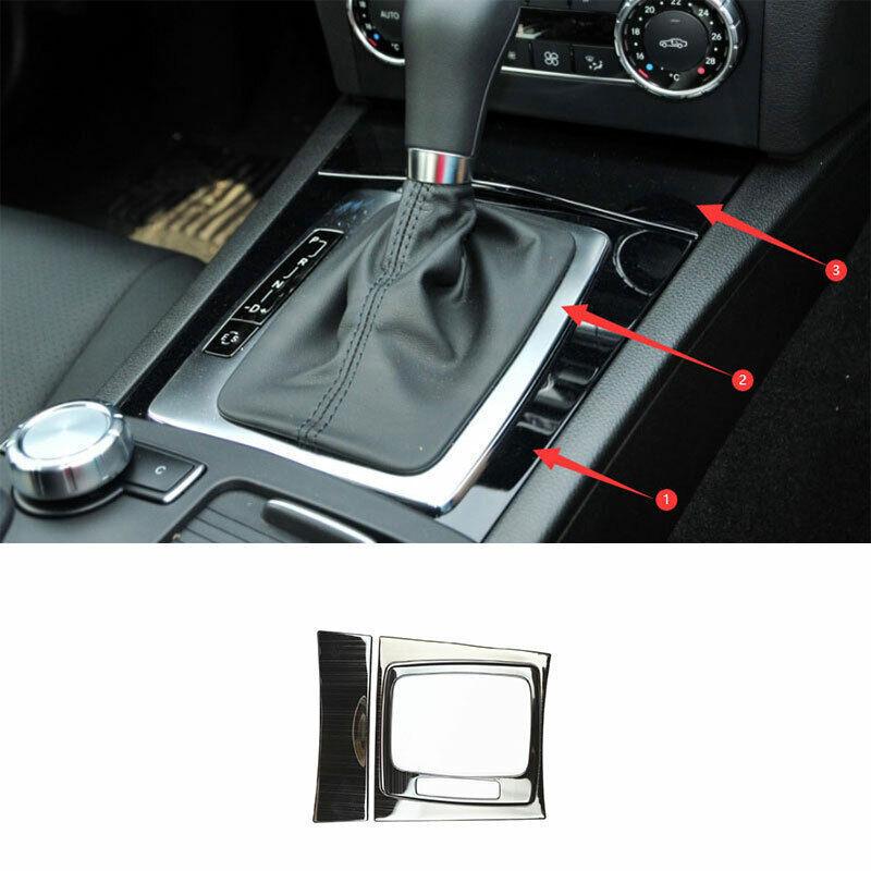 Black Titanium Inner Gear Shift Panel Cover Trim 3pcs For Benz C-Class 2007-2014