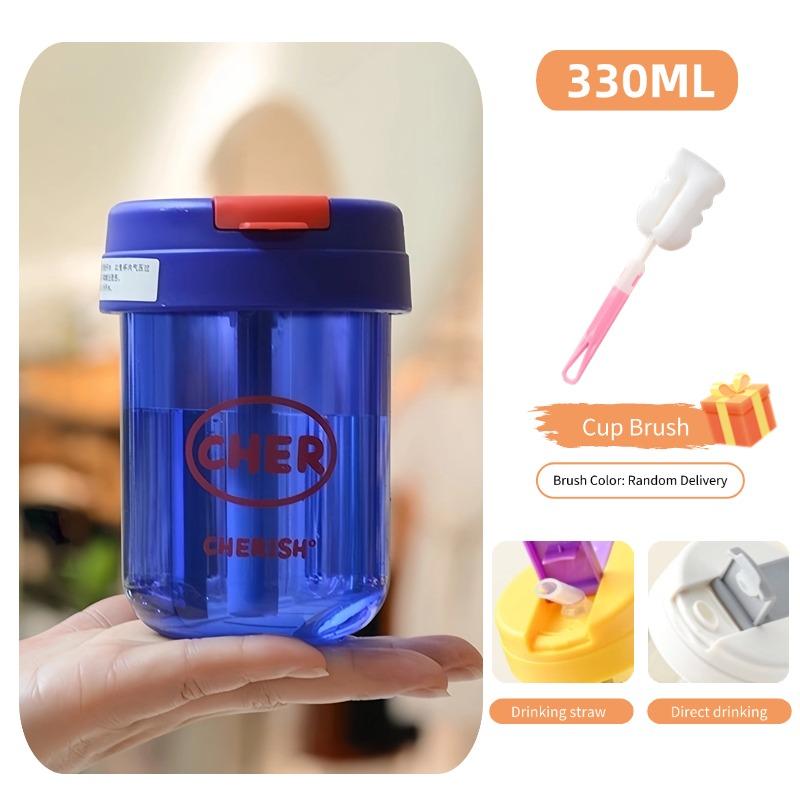 330ml Mini Plastic Straw Water Bottle Anti-fall&Leakproof Cute Portable Outdoor Sports Water Bottle Kids Juice Cup Drinkware