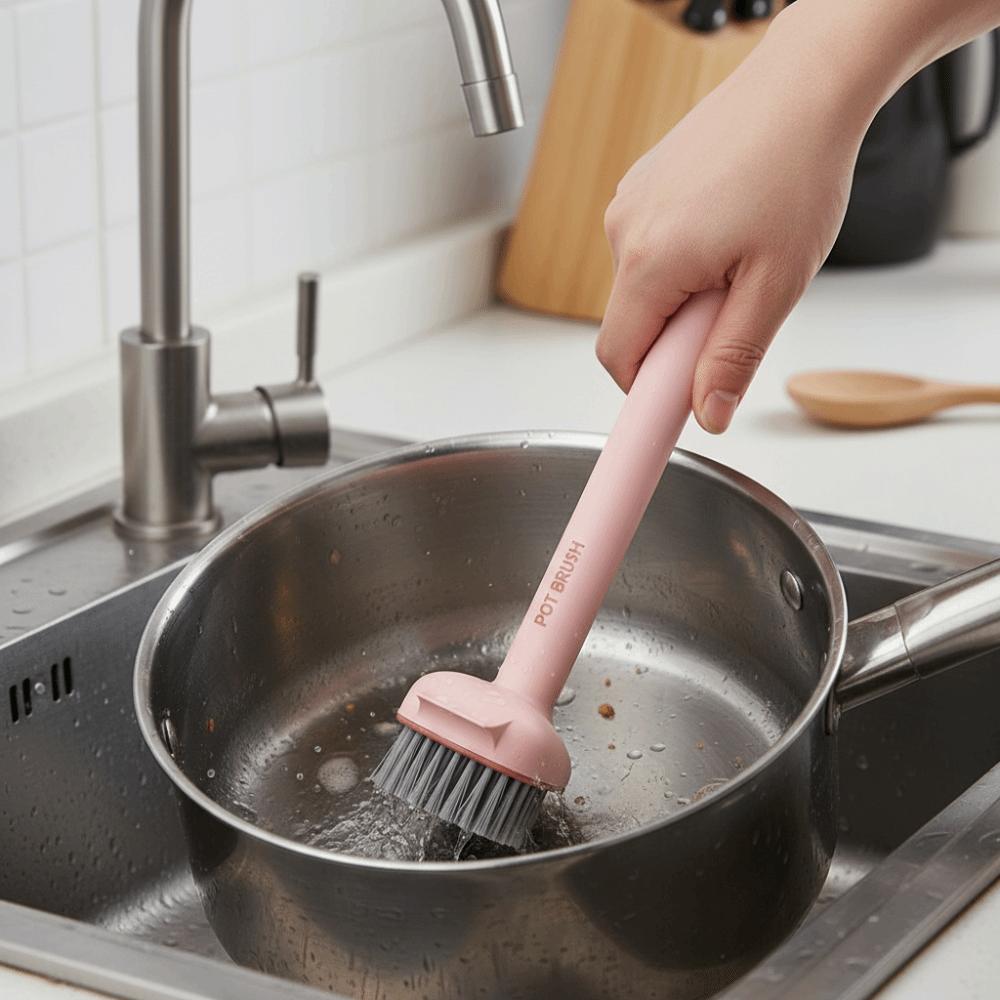 Stain Removal Pot Cleaning Brush Blind Spots Free Scrub Brush Portable Dish Scrubber Brush  Camping