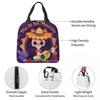 Mexican Sugar Skulls And Flowers Insulated Lunch Bag for Women Children Portable Food Boxes Thermal Lunch Box Tote