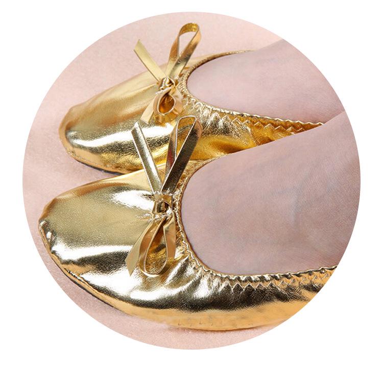 Huayu Dance Performance Shoes: Gold Belly Dance Flats with Soft Sole & High Heel Versatile for Indian and Square Stage