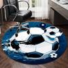 Retro Burning Football Round Rug Nonslip Area Rug Office Chair Mat Carpet For Living Room Bedroom Home Decor
