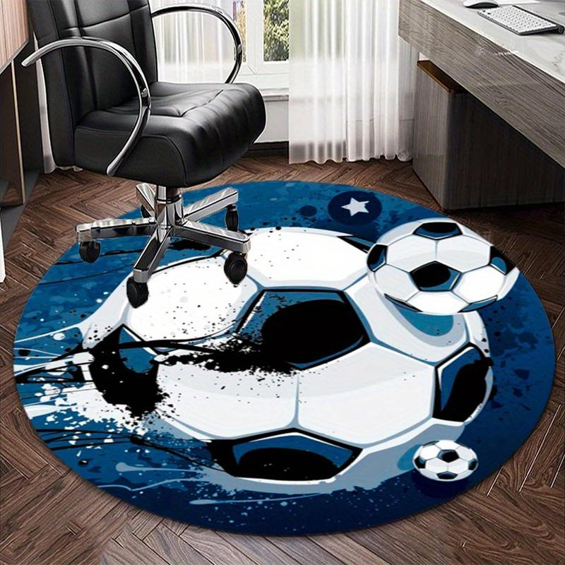 Retro Burning Football Round Rug Nonslip Area Rug Office Chair Mat Carpet For Living Room Bedroom Home Decor
