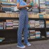 Jarní a podzimní dámské kalhoty Módní Street Water Ripple Print Micro-lab Pants Dlouhé kalhoty