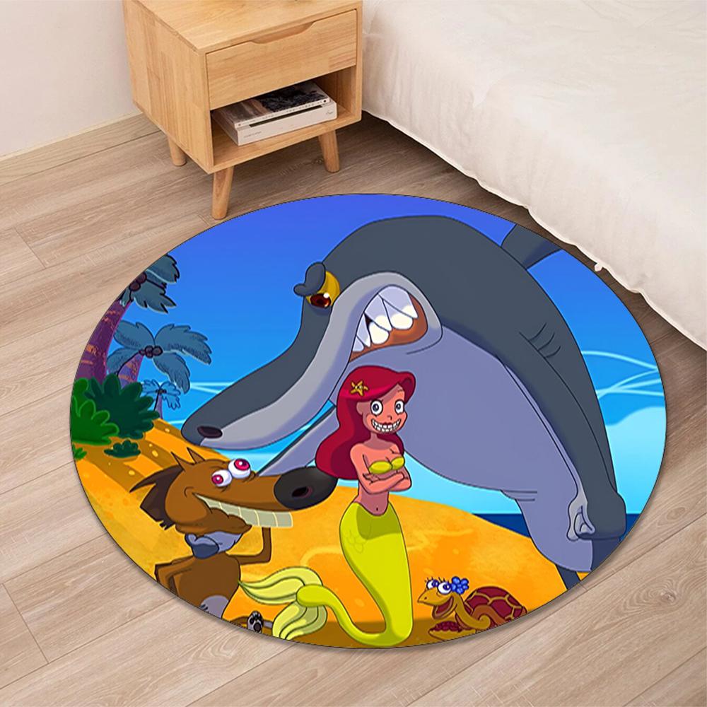 Tappeto Rotondo Stampato Zig & Sharko Tappeto per Sedia Tappeto per Area Tappetini per Ingresso, per Sedia da Ufficio Soggiorno Camera da Letto Cucina.
