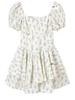 Robe d'été 2026 pour femme à manches bouffantes florales et col carré - Jupe courte moelleuse douce et épicée