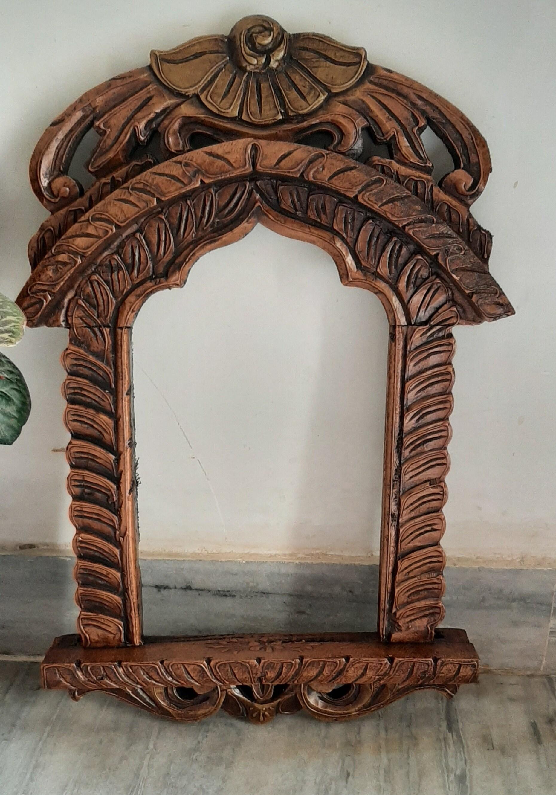 Handcrafted Rajasthani Jharokha: Ethnic Brown Wood Wall Frame разноцветный