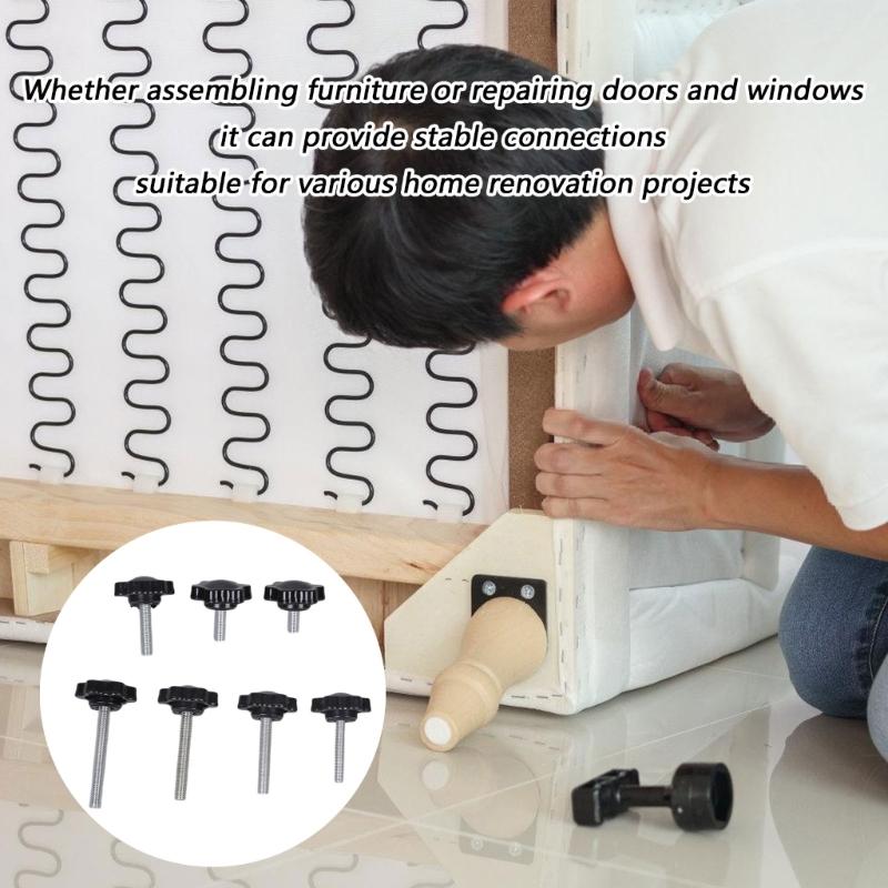 6Pcs Industrial Screws Ergonomic Knob Plastic Tighten Bolt Knob Hexagonal Head Handle Hand Screw Plastic Tighten Bolt