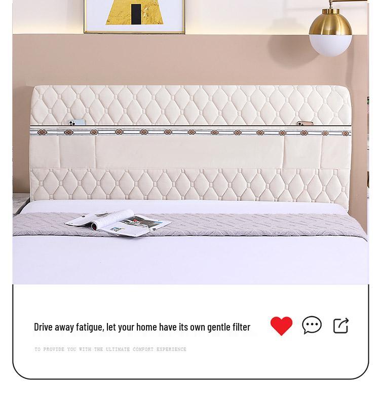 Off-white Thickened Upholstered Headboard Cover - Full Size, Simple and Soft