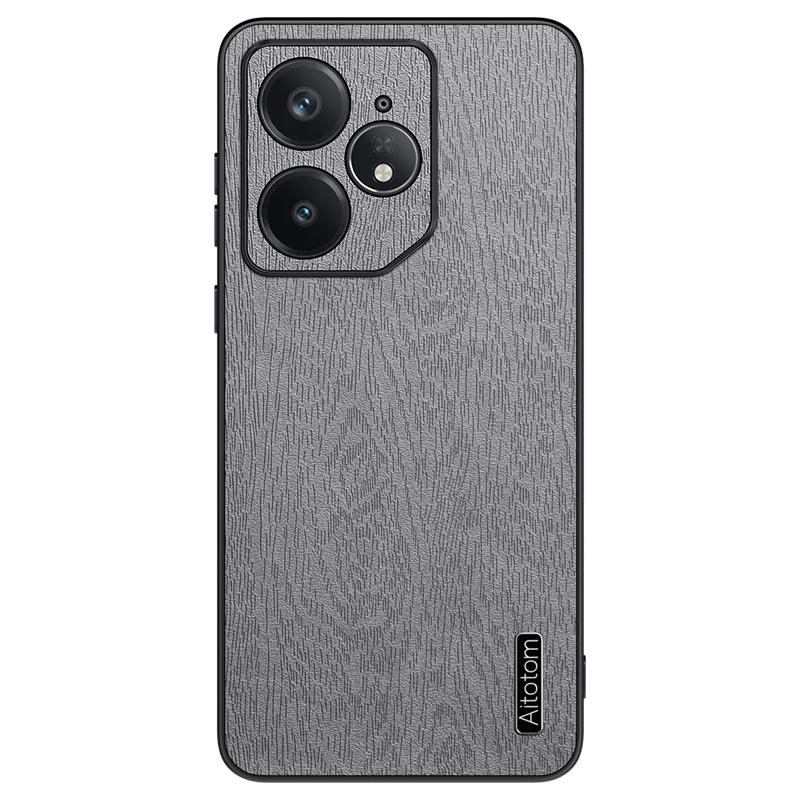 For Realme Neo7 5G Case Wood Texture PU Leather Coated PC TPU Phone Cover