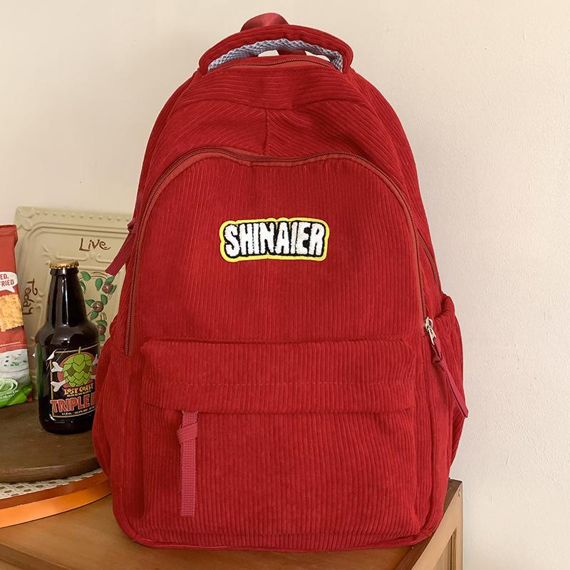School bag Elementary school girl Junior high school student Corduroy backpack High school student college student backpack