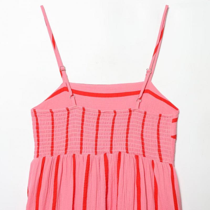 2026 Spring European & American Style Casual Striped Maxi Camisole Dress
