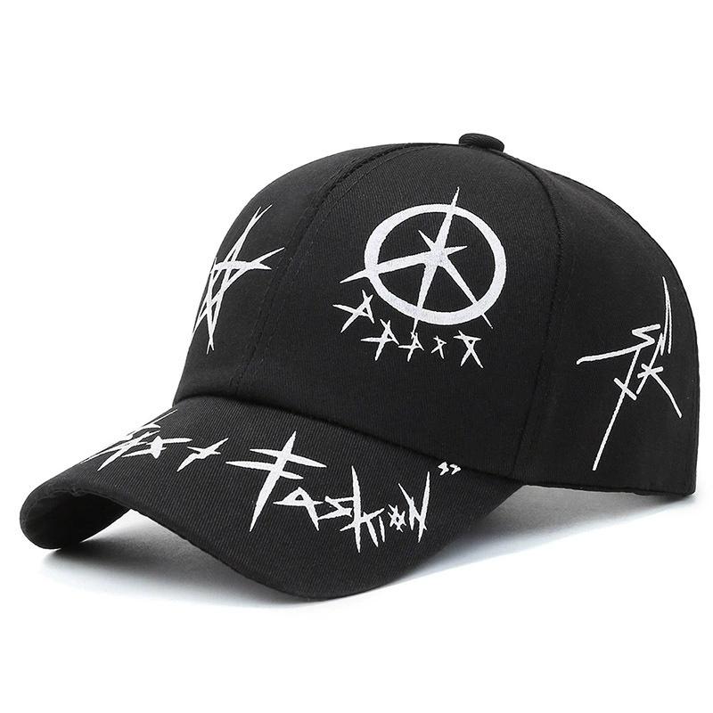 Spring & Summer New Korean Style Fashion Letter Baseball Cap with Personalized Patchwork Print Trendy Street Sunshade Peaked Cap чёрный