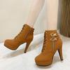 Fashion Plus Size Ankle Boots Women Platform High Heels Female Lace Up Shoes Buckle Short Boot Casual Ladies Footwear Drop