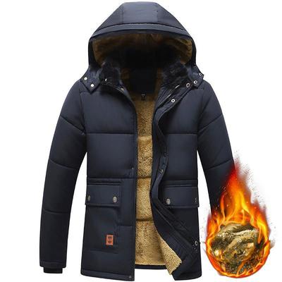 Coat Men's Dad Winter Hooded Padded Jacket Father Winter Middle and Old Thickened Cotton Clothes