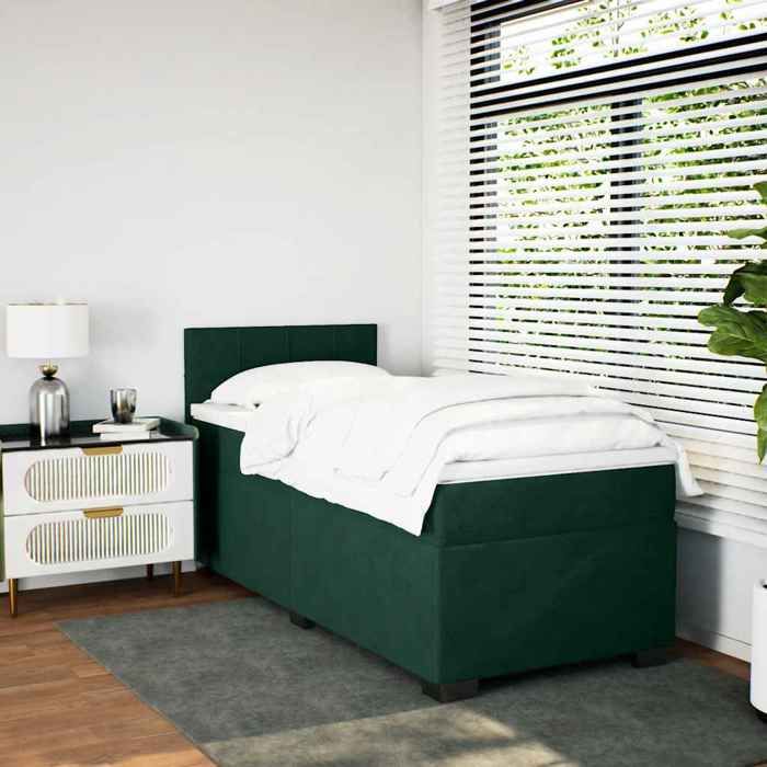 Maison Exclusive - Sommier à lattes de lit avec matelas Vert foncé 90x190 cm