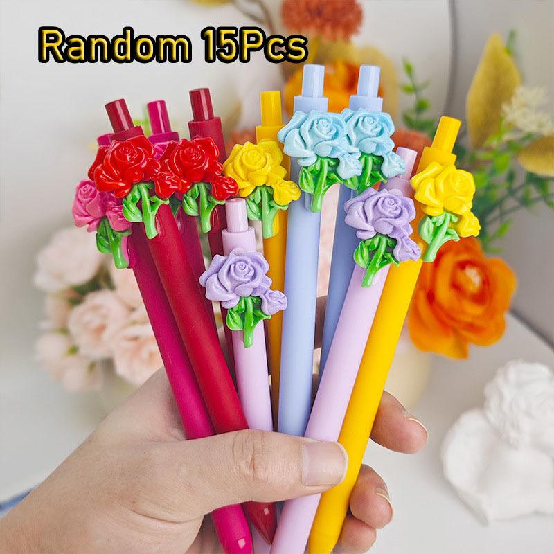 

10Pcs 0.7mm Soft Neutral Pen Rose Flower Design Creative Cute Stationery for Students School Office Writing Ballpoint Pen Random style10Pcs