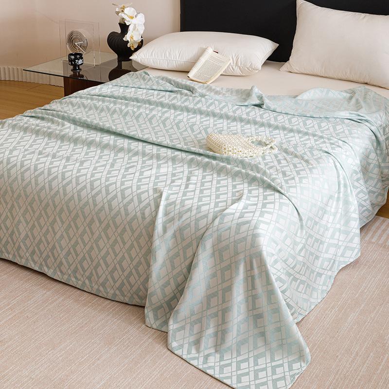 2025 New Bamboo Fiber Thin Cover Blanket, Simple Summer Air Conditioning Blanket for Single Double Bed