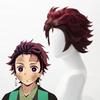 Anime Dämonentöter Kimetsu No Yaiba Tanjiro Kamado Cosplay Synthetische Perücken Kurz Kastanienbraun Hitzebeständige Haarperücken