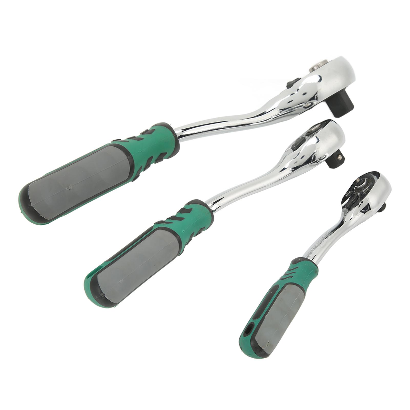 

3 шт. Трещоточная рукоятка с 72 зубьями, торцевой ключ, трещотка из нержавеющей стали с быстрым сбросом для авторемонта