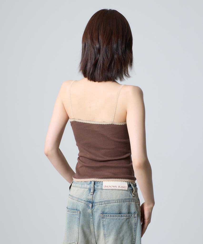 UNKNOWN PLANET Lace Sleeveless Top Brown