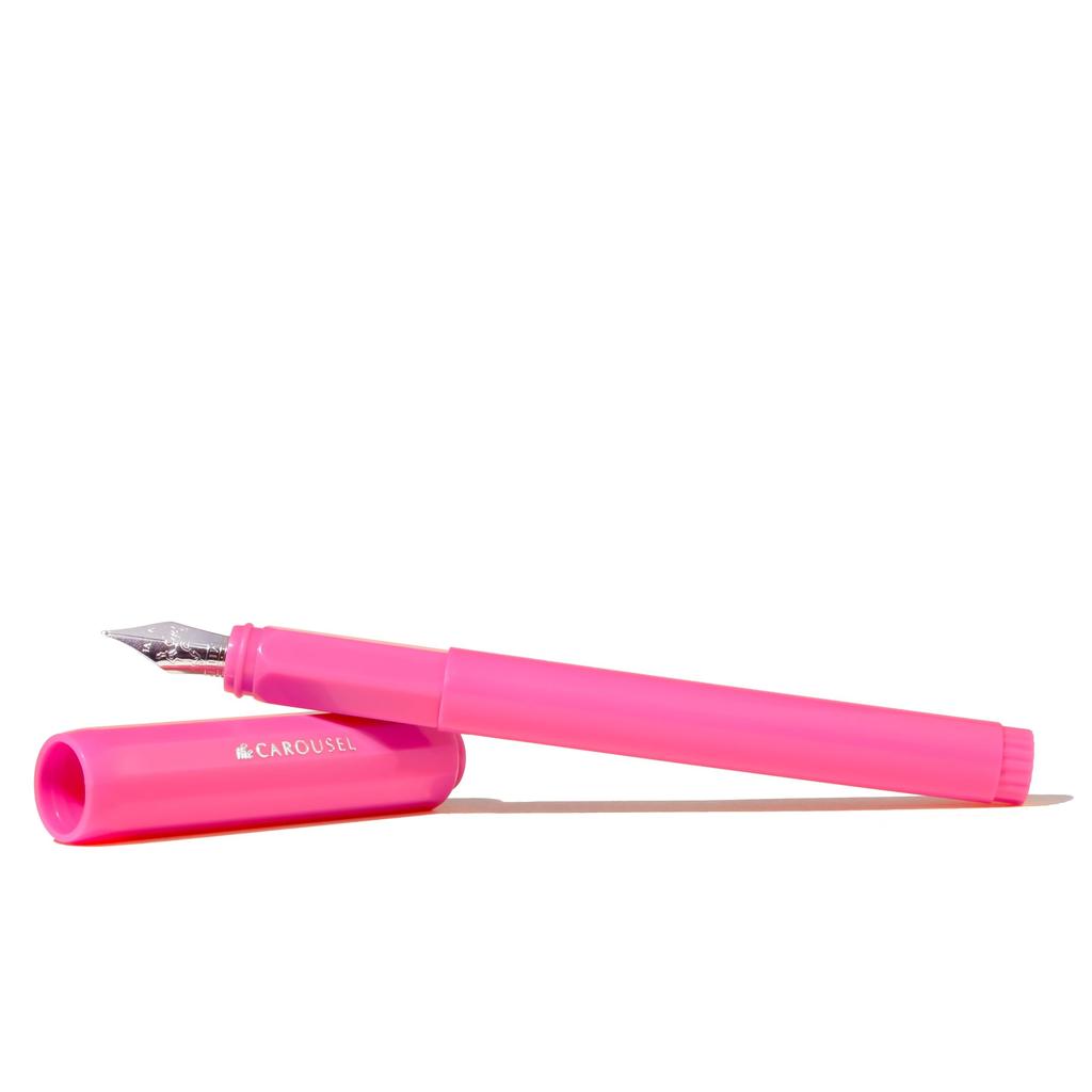 Roda Gigante Carrossel Fonte Acrílico misturado travamento por clique Malibu Quente Ponta Média Pressionar, Caneta, corpo, Tampa selada a ar, Blush, Rosa,