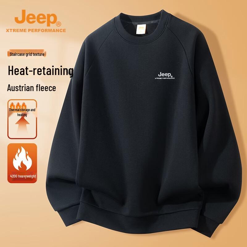 JEEP Men's Heavyweight Thermal Fleece-Lined Crewneck Sweatshirt