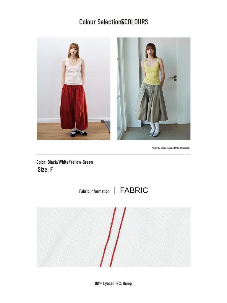 Spring Casual Tencel Linen Rib Knit Tank Top - Women’s Versatile Solid Color